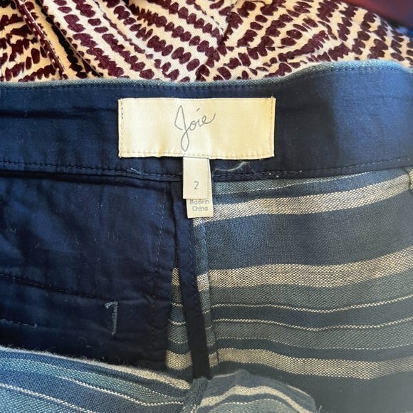 Joie Merci Low-Rise Striped Shorts, Dark Navy Womens Size 2 Linen Low Rise Slim - Picture 7 of 8